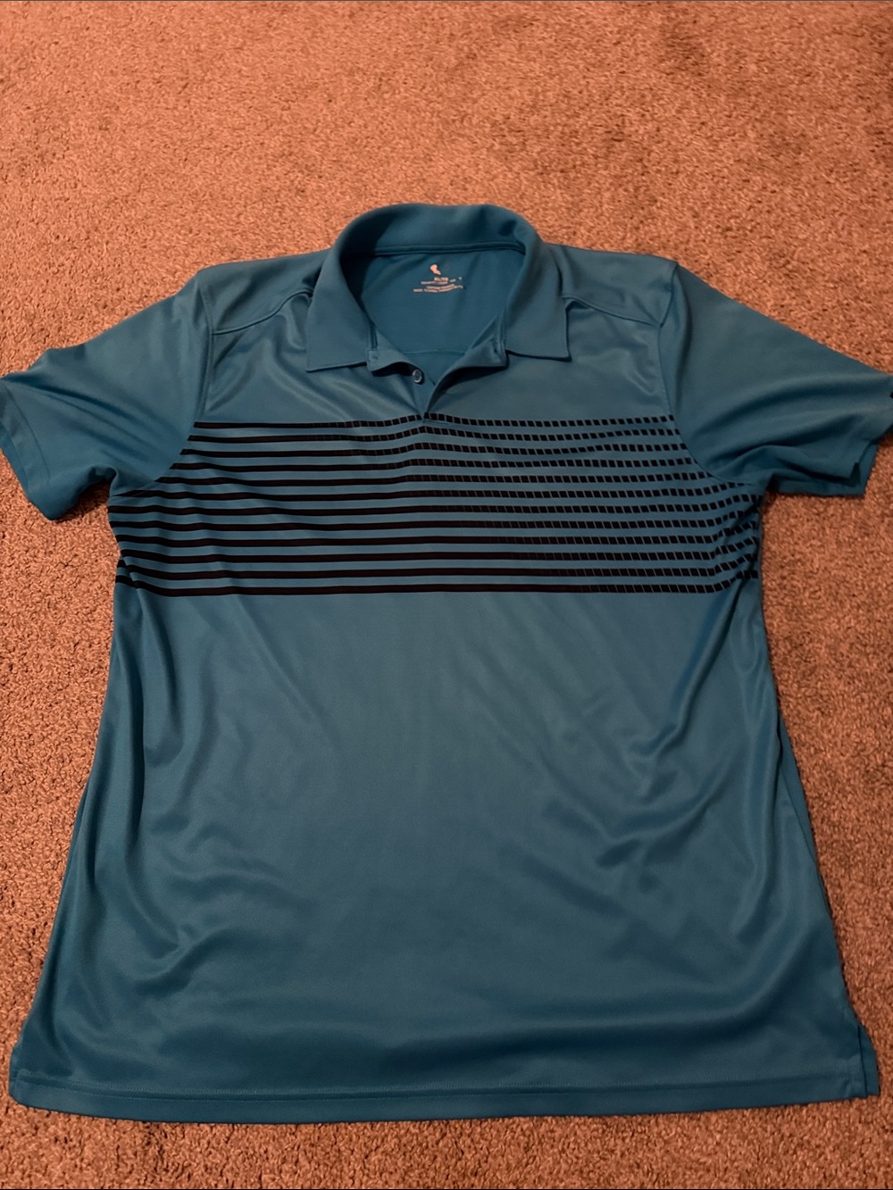 Oakley Teal Polo with Black Horizontal Stripe Pattern
